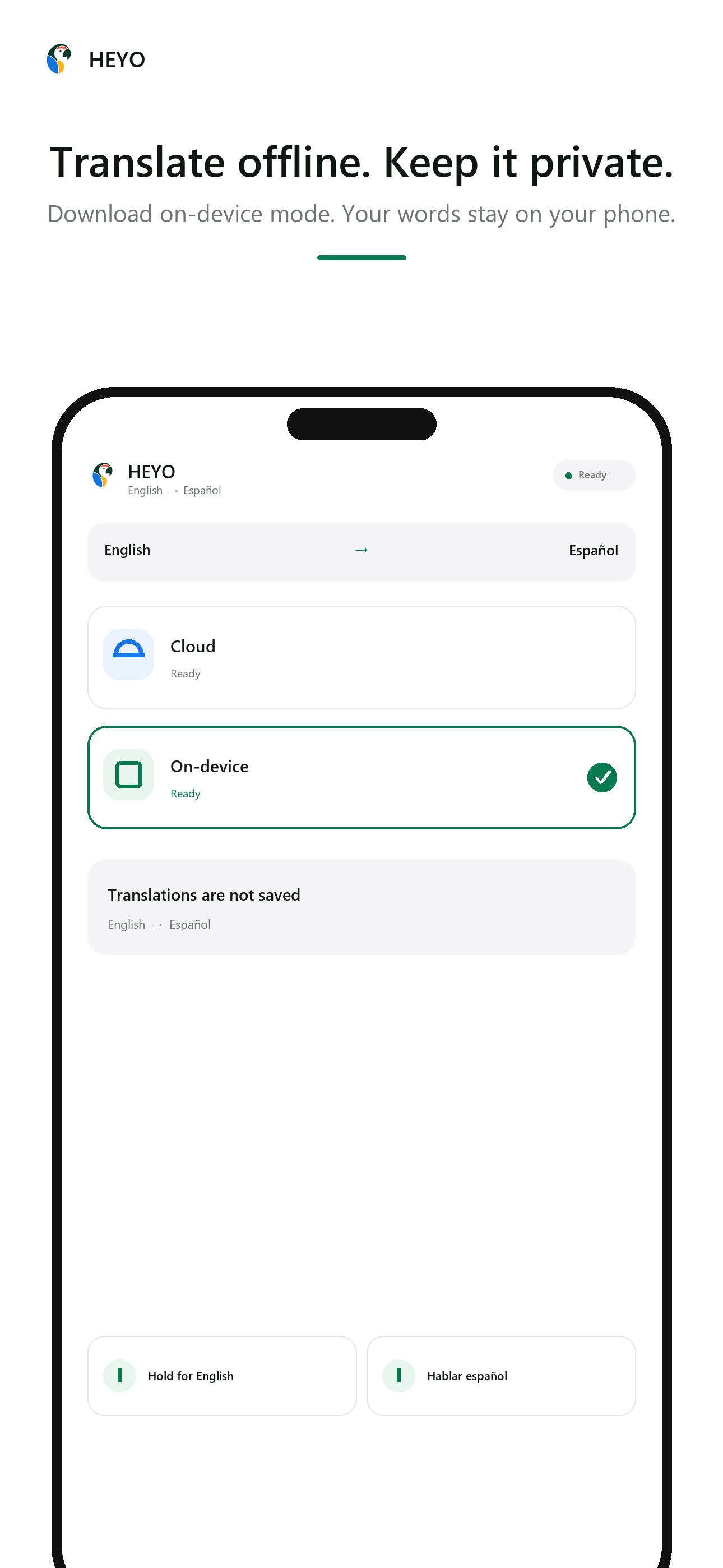 Local mode · Heyo